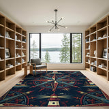 Nautical Compass Lighthouse Area Rug