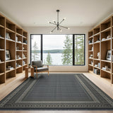 Black and White Black White Geometric Framed Area Rug