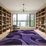 Purple Swirling Geometric Abstract Area Rug