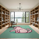 Cute Pink Cartoon Cat Area Rug