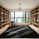 Sweeping Gray Brush Strokes Black White Area Rug