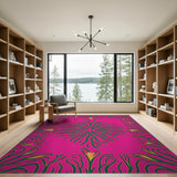 Vibrant Pink Abstract Swirl Area Rug