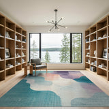 Abstract Geometric Teal Purple Area Rug