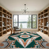 Ornate Teal Persian Medallion Traditional Persian Area Rug