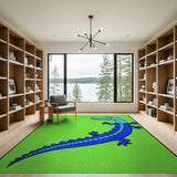 Kids Cartoon Playful Cartoon Crocodile Kids Area Rug