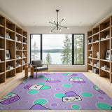 Kawaii Purple Ice Cream Cone Kids Area Rug