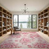 Vintage Pink Rose Floral Vintage Area Rug