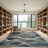 Abstract Grey Waves Area Rug