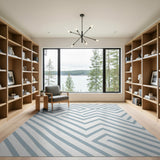 Blue and Teal Blue Geometric Maze Area Rug