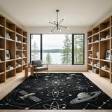 Atomic Cosmos Black White Area Rug