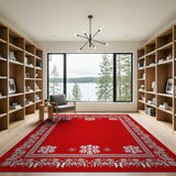Red Heritage Tribal Snowflake Border Area Rug