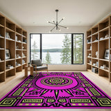 Vibrant Pink Tribal Sunburst Area Rug