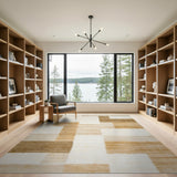 Tan Beige Geometric Block Area Rug