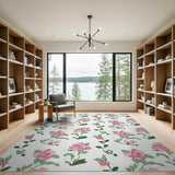 Pink Floral Vintage Vintage Pink Roses Floral Area Rug