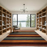 Distressed Vintage Orange Stripe Area Rug