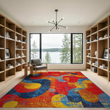 Vibrant Abstract Red Multi-Color Area Rug