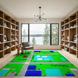 Retro Pixel Town Map Area Rug