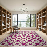 Purple Lattice Floral Area Rug