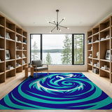 Mermaid Swirl Waves Blue Teal Area Rug