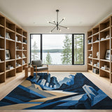 Crystal Peaks Mountain Valley Blue Rug