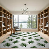 Green Palm Frond Pattern Area Rug