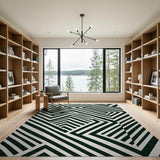 Maze Bold Black White Geometric Maze Area Rug