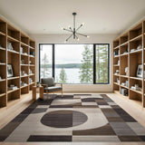 Modern Geometric Brown Tan Abstract Area Rug
