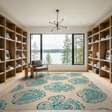 Teal Oyster Shell Pattern Area Rug