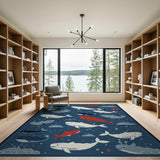 Starry Ocean Whales Area Rug