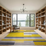 Yellow Grey Geometric Abstract Area Rug