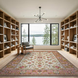 Pink Gold Floral Persian Area Rug