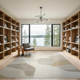 Abstract Beige Neutral Organic Shapes Area Rug