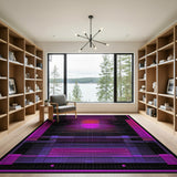 Geometric Modern Multi-color and Patterns Vibrant Pink Grid Geometric Area Rug