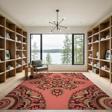 Ornate Pink Mandala Traditional Persian Area Rug