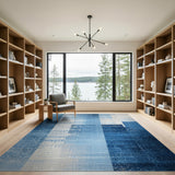 Blue and Teal Geometric Modern Modern Blue Vertical Stripe Area Rug