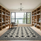 Black Trellis Geometric Cream Area Rug