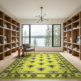 Sunny Yellow Bee Motif Area Rug
