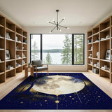 Starry Full Moon Trees Boho Area Rug