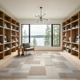 Geometric Modern Neutral Geometric Block Area Rug