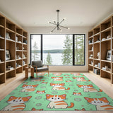 Cute Orange Tabby Cats Donuts Pattern Rug