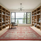 Red Geometric Architectural Area Rug