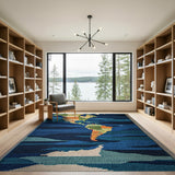 Vibrant Americas World Map Area Rug