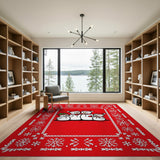 Festive Snowman Family Red Area Rug