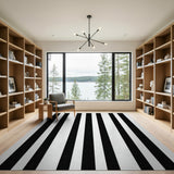 Bold Black White Vertical Stripe No. 22 Area Rug
