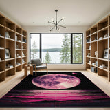 Pixel Pink Moon Cosmic Horizon Area Rug