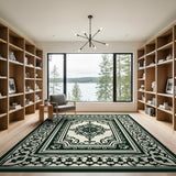 Green Elegant Green Persian Medallion Area Rug