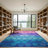 Ombre Mermaid Scales Area Rug