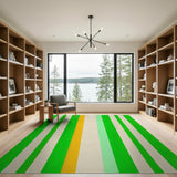 Vibrant Green Orange Vertical Stripe Area Rug