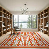 Vibrant Orange Geometric Trellis Area Rug