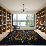 Gold Geometric Starburst Mountain Rug